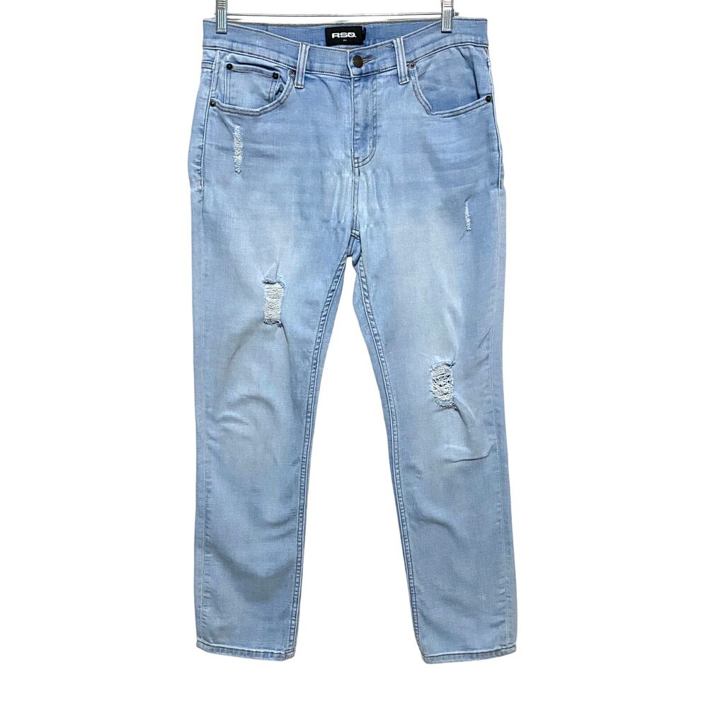 RSQ Slim Straight Whiskered Jeans Mens 31x30 Stretch Normcore Capsule Casual Y2K